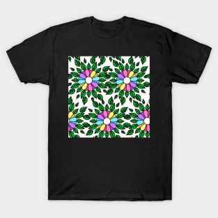 Rainbow Daisy Mandala Print T-Shirt